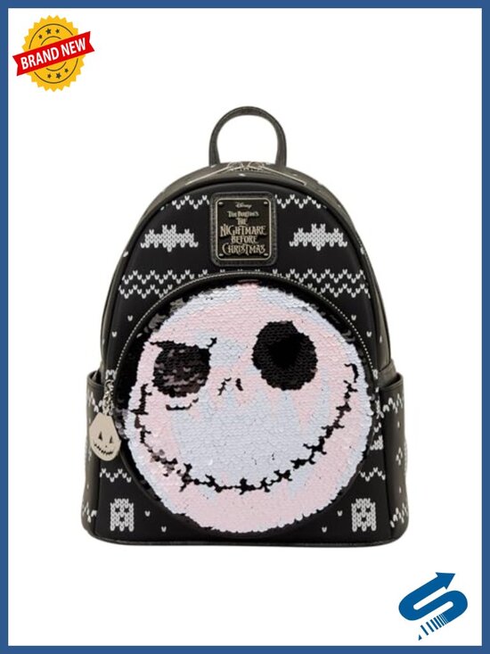 Mini Backpack Faux Leather Adjustable Straps Reversible Sequins Zip Charm